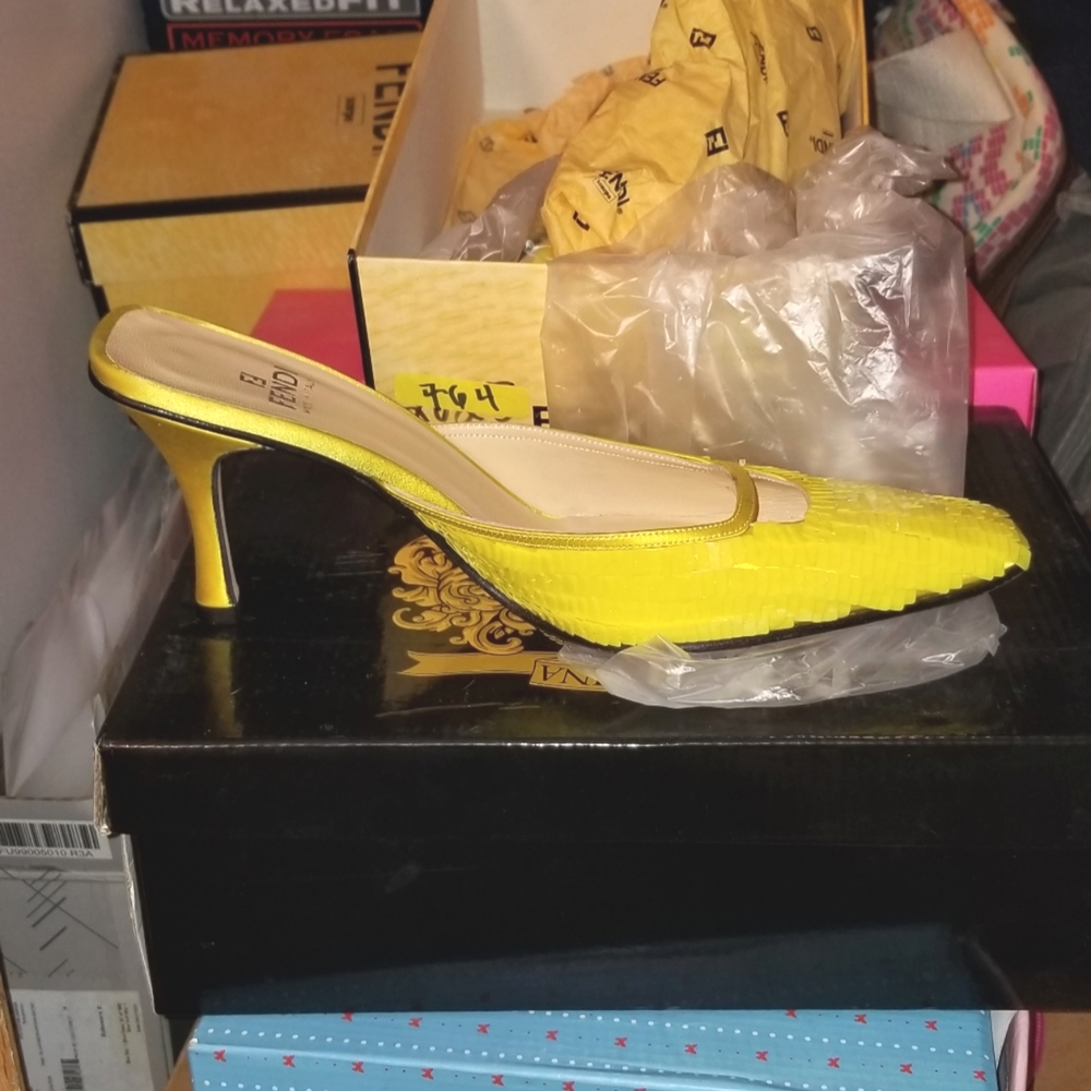 Fendi yellow paillettes, 8.5
